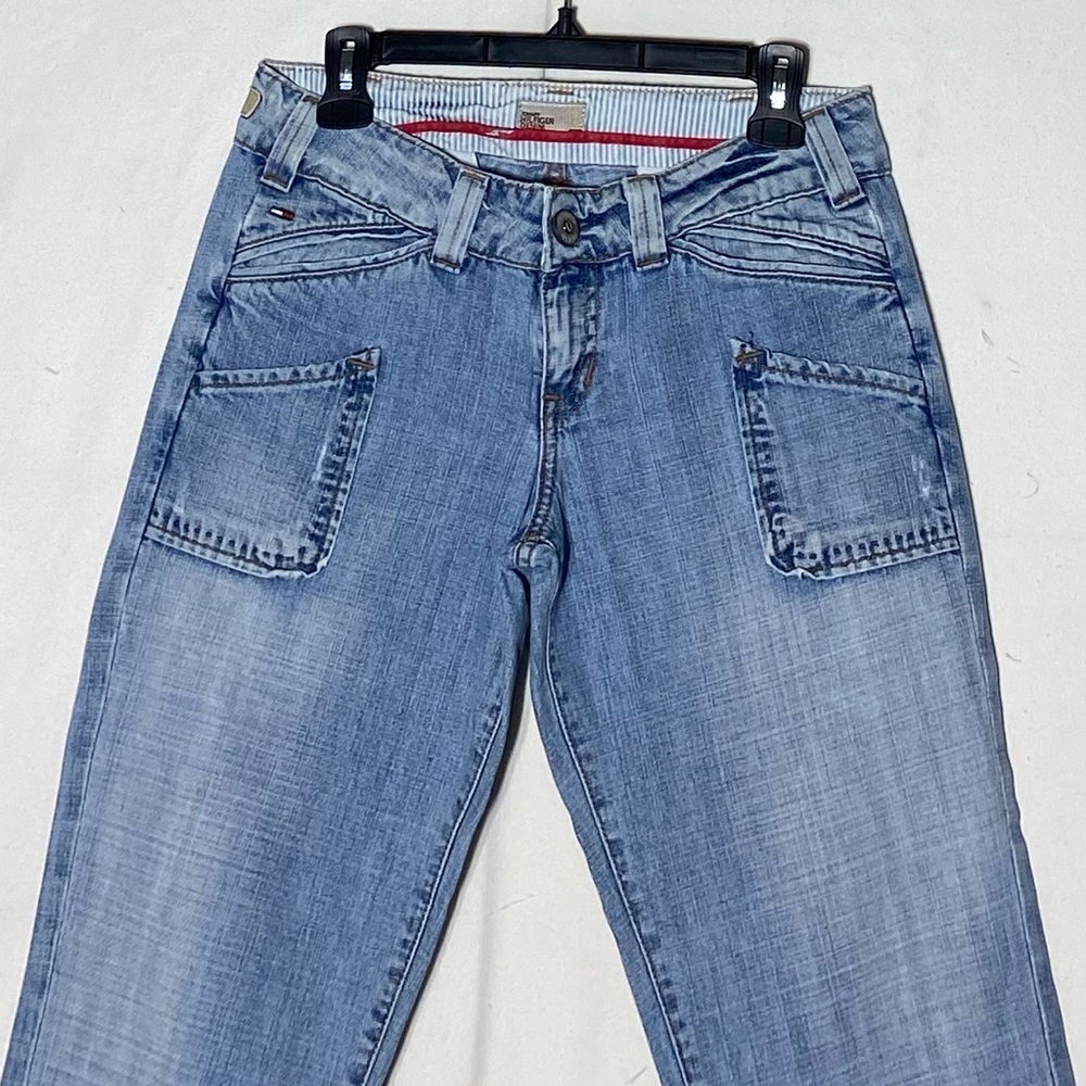 Vintage Tommy Hilfiger Denim Light Wash Resa Capri Ragged Aged Wash 28 - Picture 10 of 13